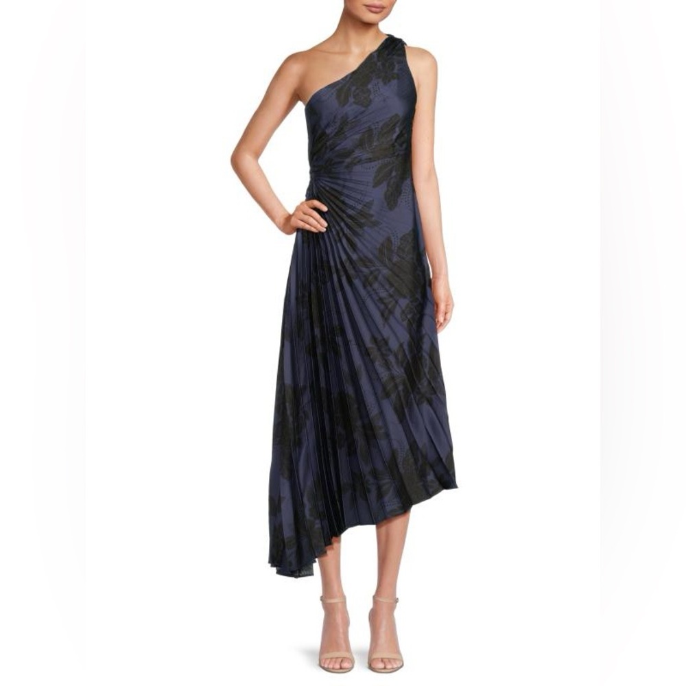 NICOLE MILLER
Floral Pleated One-Shoulder Midi-Dress